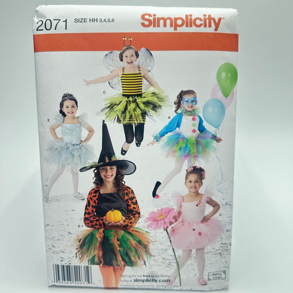 Simplicity 2071 Sewing Pattern Child Girls Size 3-6 Costume Uncut Factory Folded